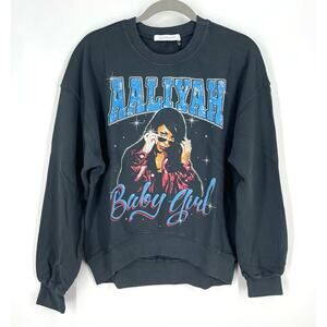 Daydreamer Aaliyah Baby Girl Oversized Crew Sweatshirt XS Vintage Black NWT